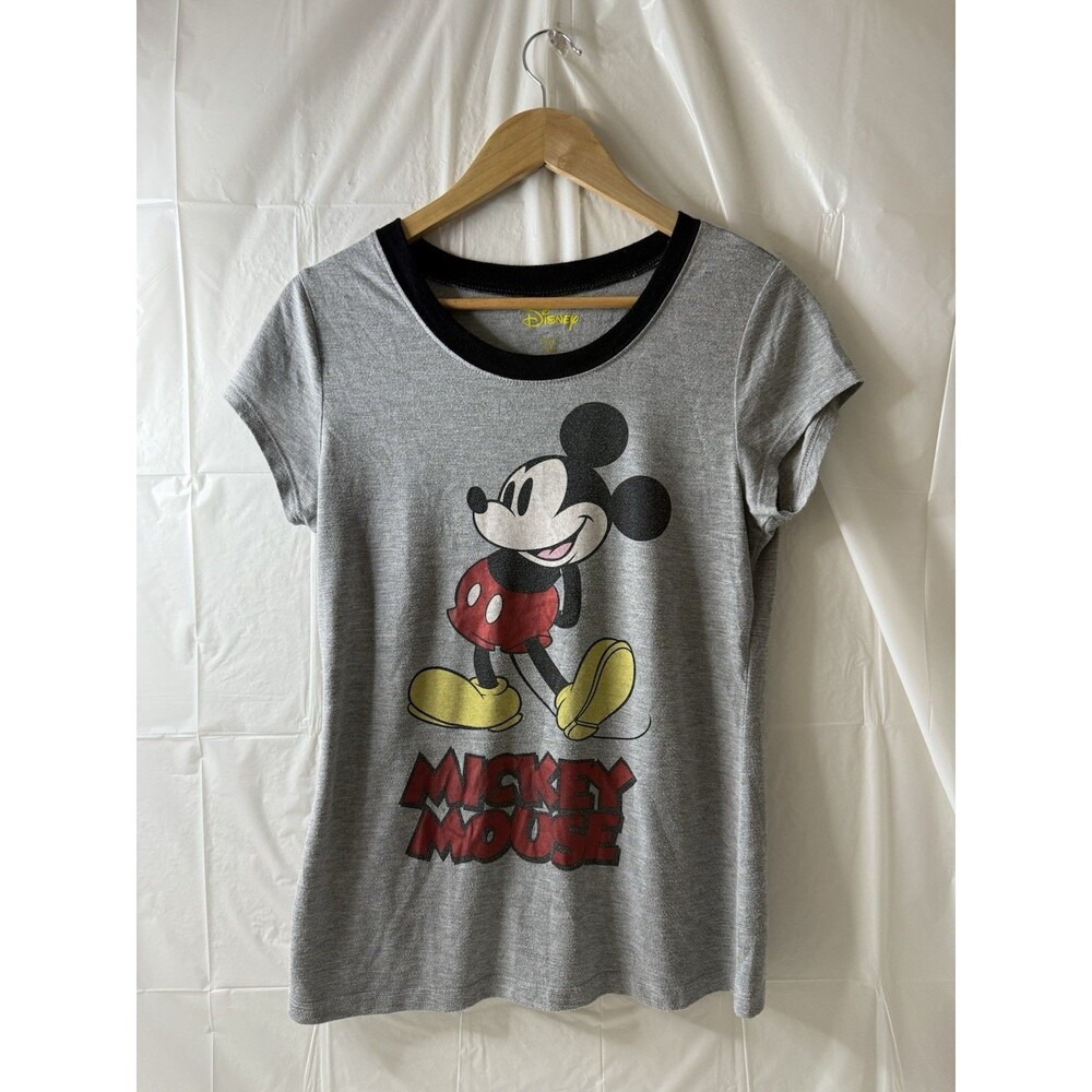 Disney Mickey Mouse Gray Ringer Graphic T-Shirt Women’s XL 15/17 Classic